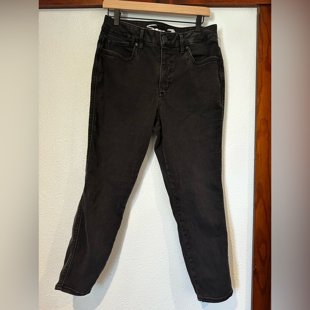 Seven7 High Rise Skinny Crop Black Women's Jeans Size 12